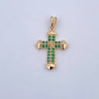 Dije Cruz Gotica 4.1gr / 3.3cm / Esmeraldas 41 Pts Oro Amarillo 18K (Joya) &