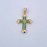 Dije Cruz Gotica 4.1gr / 3.3cm / Esmeraldas 41 Pts Oro Amarillo 18K (Joya) &