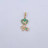 Dije Silueta Corazon Mariposa 1.35gr / 2.5cm / Esmeraldas 19 Pts Oro Amarillo 18K (Joya) &
