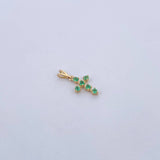 Dije Cruz 0.6gr / 1.8cm / Esmeraldas 22 Pts Oro Amarillo 18K (Joya) &