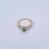 Anillo Solitario Churumbela 1.9gr / T6 3/4 / Esmeraldas 14 Pts Diamantes 11 Pts Dos Oros Amarillo Blanco 18K (Joya) &