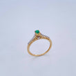 Anillo Solitario Churumbela 1.9gr / T6 3/4 / Esmeraldas 14 Pts Diamantes 11 Pts Dos Oros Amarillo Blanco 18K (Joya) &