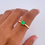 Anillo Solitario 2.3gr / T6 3/4 / Esmeraldas 45 Pts Diamantes 3 Pts Dos Oros Amarillo Blanco 18K (Joya) &