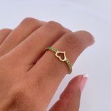 Anillo Silueta Corazon 1.45gr / T7 3/4 / Esmeraldas 16 Pts Oro Amarillo 18K (Joya) &
