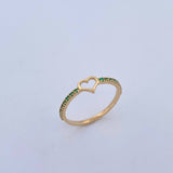 Anillo Silueta Corazon 1.45gr / T7 3/4 / Esmeraldas 16 Pts Oro Amarillo 18K (Joya) &
