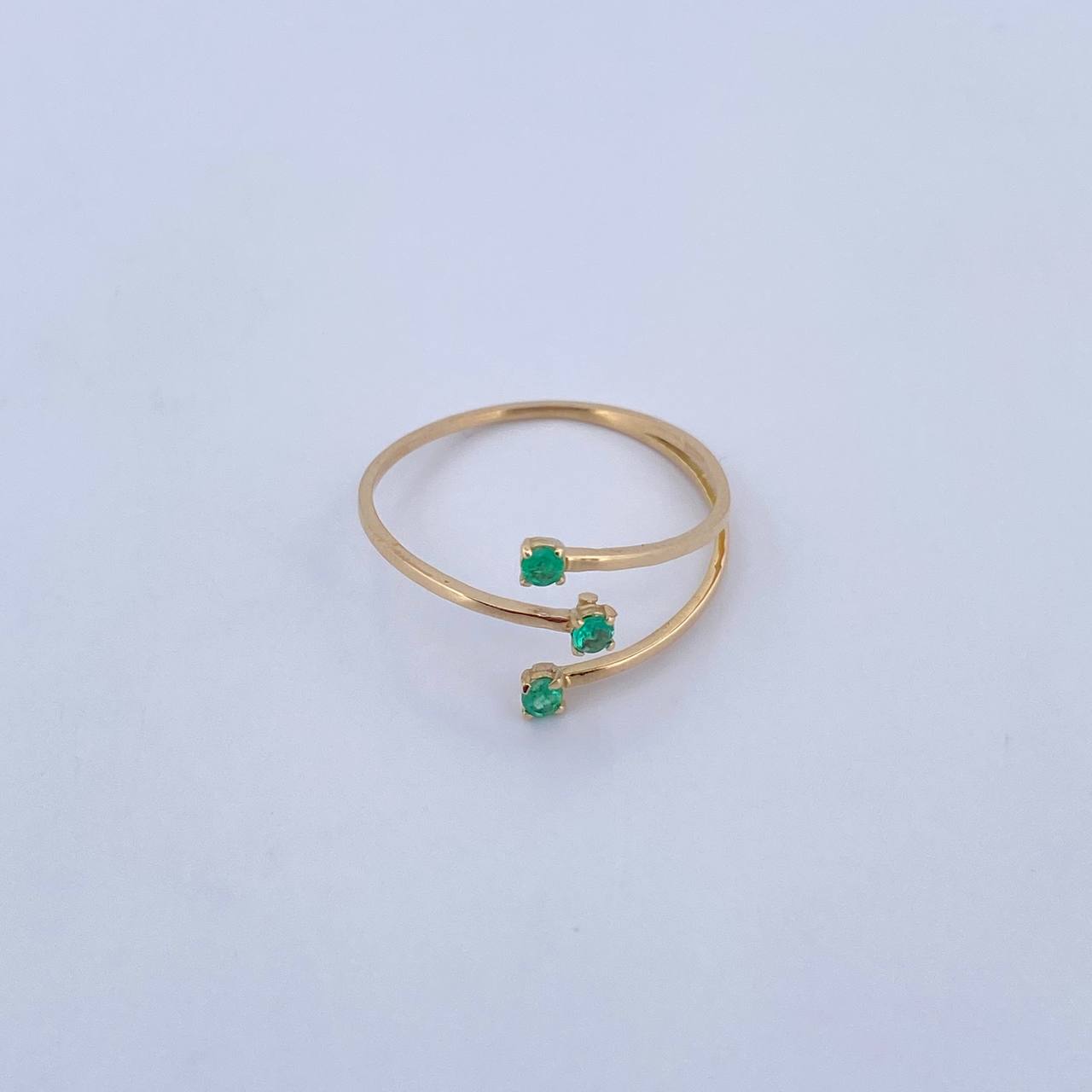 Anillo Lineas 1gr / T9 1/4 / Esmeraldas 6 Pts Oro Amarillo 18K (Joya) &