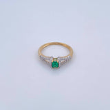 Anillo Puente 2.6gr / T6 3/4 / Esmeraldas 17 Pts Diamantes 15 Pts Oro Amarillo 18K (Joya) &