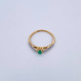 Anillo Solitario Churumbela 1.25gr / T6 3/4 / Esmeraldas 13 Pts Diamantes 11 Pts Dos Oros Amarillo Blanco 18K (Joya) &