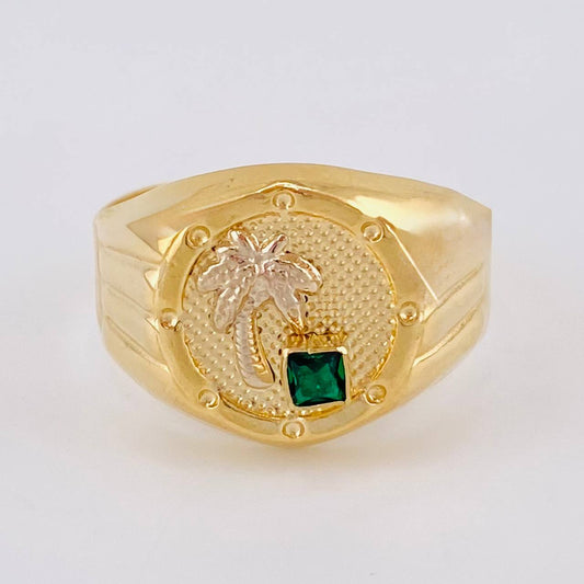 Anillo Palmera Redondo 2.85 g / T10 1/2 Dos Oros Amarillo Blanco 18K