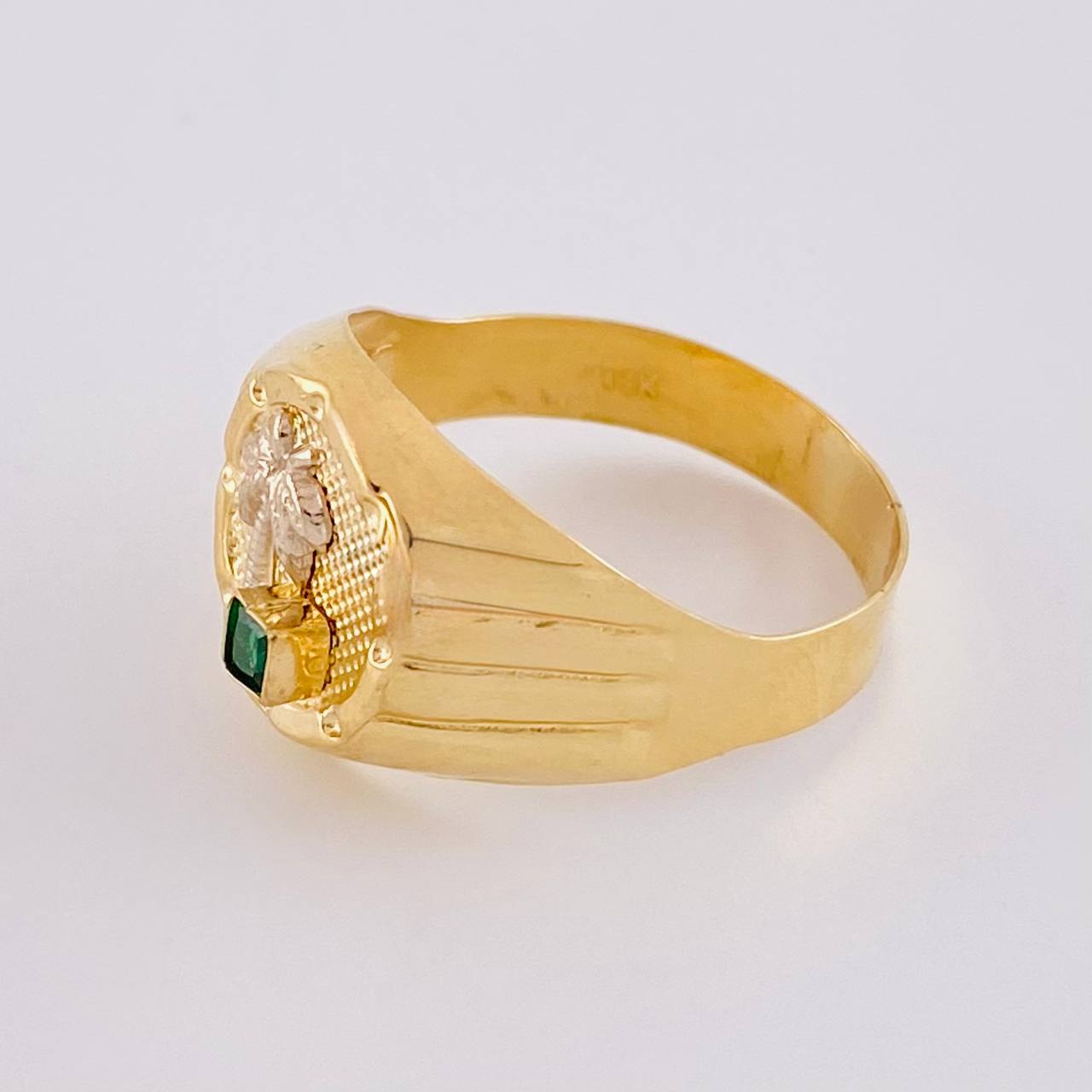 Anillo Palmera Redondo 2.8 g / T9 1/4 Dos Oros Amarillo Blanco 18K