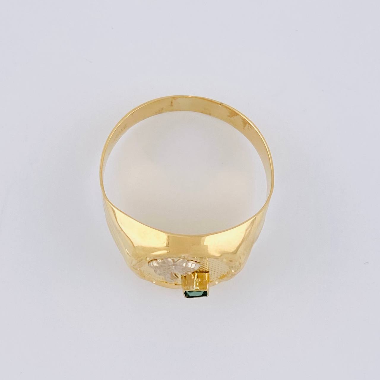 Anillo Palmera Redondo 2.85 g / T10 1/2 Dos Oros Amarillo Blanco 18K