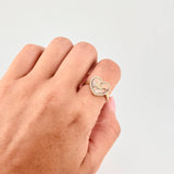 Anillo Corazón Diamantado Con Marco 2.65 g / T6 3/4 Dos Oros Amarillo Rosa 18K