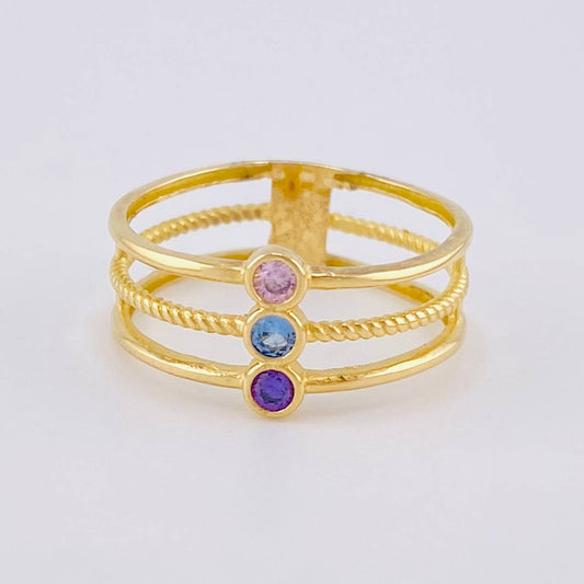 Anillo Triple Chispa 2.45 g / T7 1/2 Oro Amarillo 18K