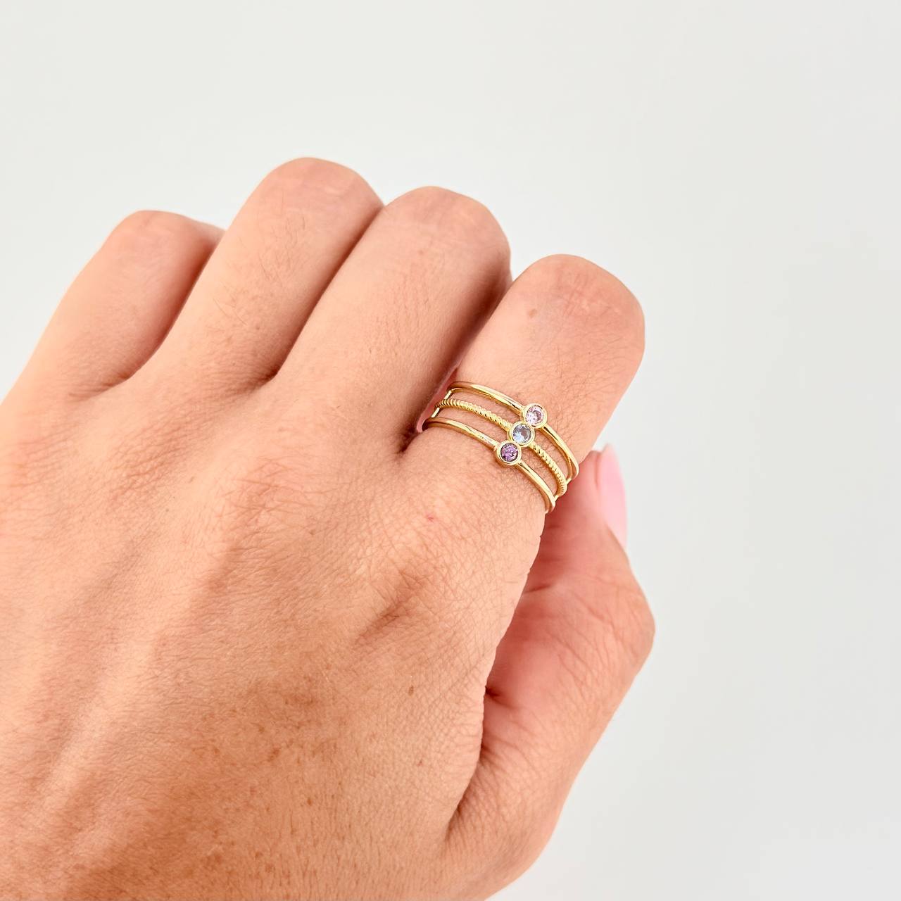 Anillo Triple Chispa 2.25 g / T6 1/2 Oro Amarillo 18K