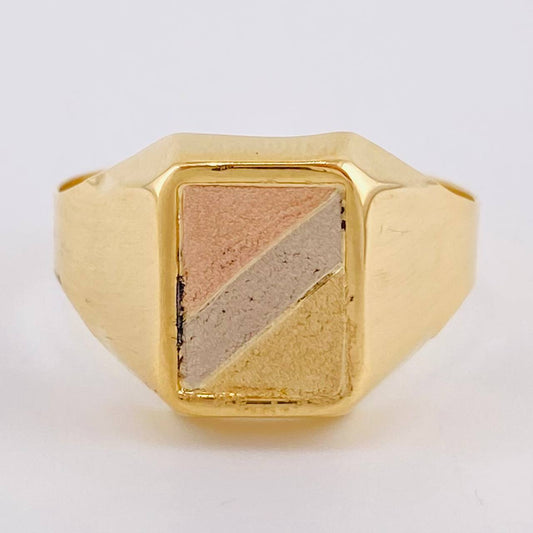 Anillo Sello 3.35 g / T10 3/4 Tres Oros 18K