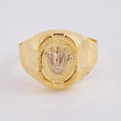 Anillo Sello Corona Ovalado Con Marco 3.7 g / T11 1/2 Dos Oros Amarillo Blanco 18K