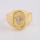 Anillo Sello Corona Ovalado Con Marco 3.7 g / T11 1/2 Dos Oros Amarillo Blanco 18K