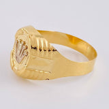 Anillo Sello Corona Ovalado Con Marco 3.7 g / T11 1/2 Dos Oros Amarillo Blanco 18K