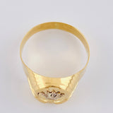 Anillo Sello Corona Ovalado Con Marco 3.7 g / T11 1/2 Dos Oros Amarillo Blanco 18K