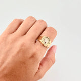 Anillo Sello Corona Ovalado Con Marco 3.7 g / T11 1/2 Dos Oros Amarillo Blanco 18K