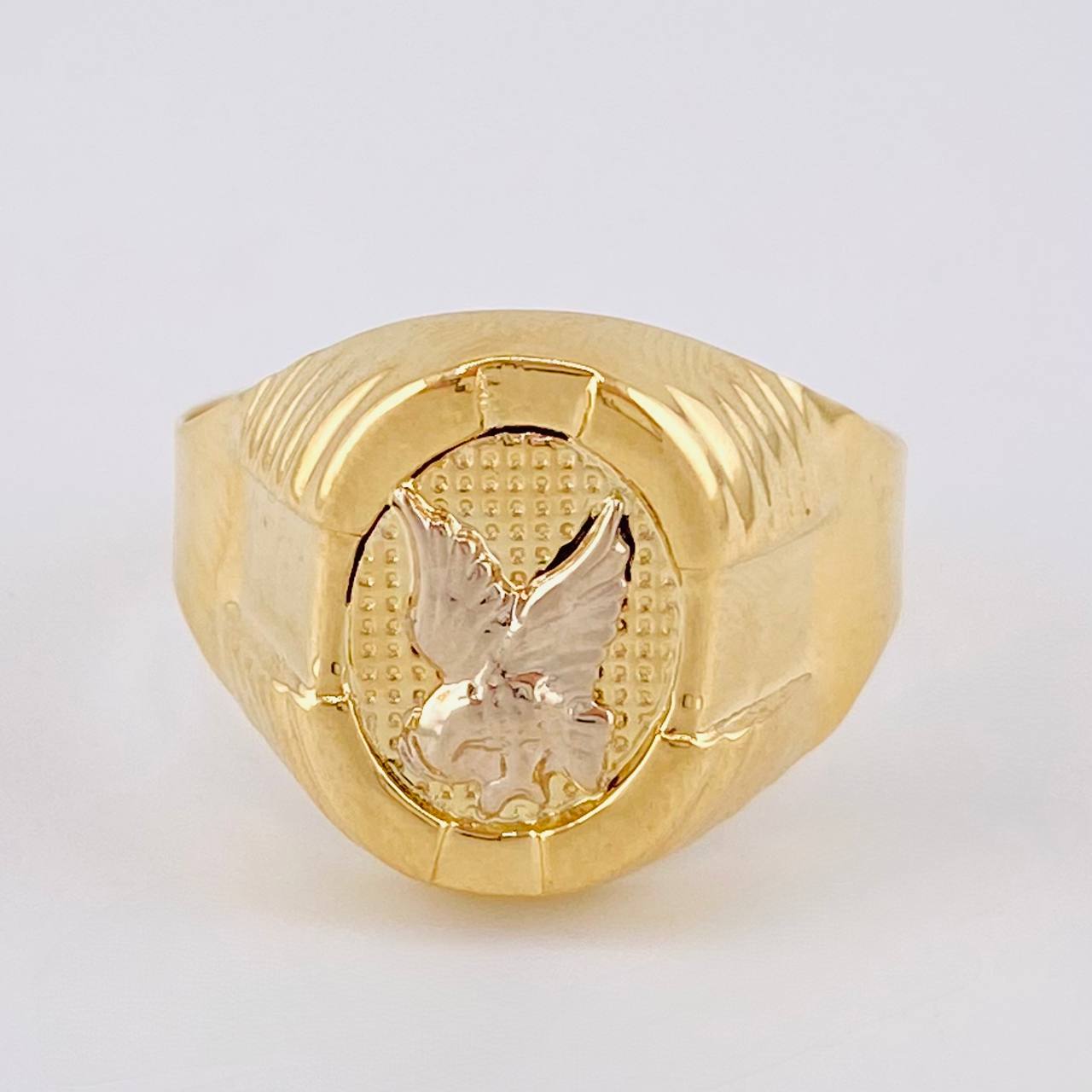 Anillo Aguila Marco Ovalado 3.7 g / T9 3/4 Dos Oros Amarillo Blanco 18K