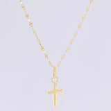 Set Cadena Flor Espejo + Dije Cruz Lisa / 1gr / 45 cm Oro Amarillo 18K