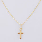 Set Cadena Flor Espejo + Dije Cruz Lisa / 1gr / 45 cm Oro Amarillo 18K