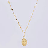 Set Cadena Flor Espejo + Dije Virgen Milagrosa / 1.35gr / 45 cm Oro Amarillo 18K