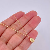 Set Cadena Flor Espejo + Dije Virgen Milagrosa / 1.1gr / 45 cm Oro Amarillo 18K