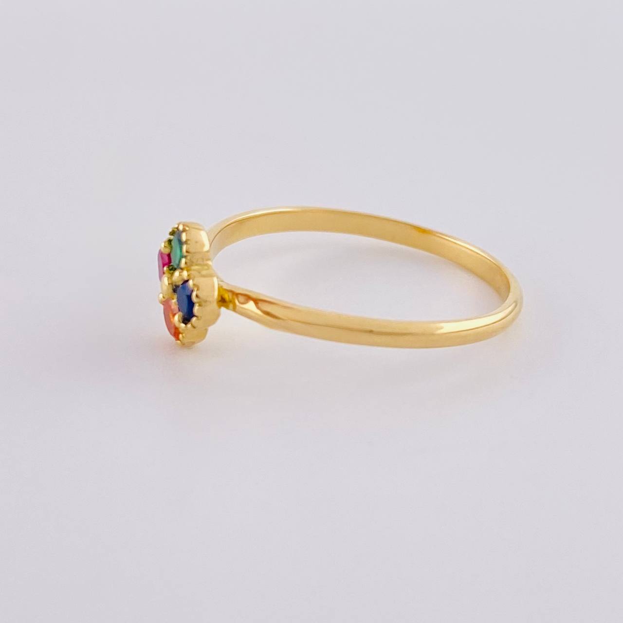 Anillo Trebol Cuatro Hojas 1.35 g / T5 3/4 Oro Amarillo 18K