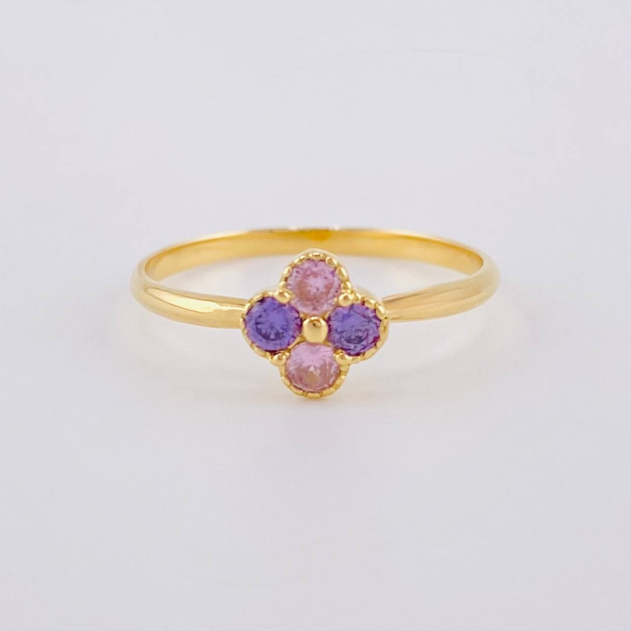 Anillo Trébol Cuatro Hojas 1.5 g / T6 1/2 Oro Amarillo 18K