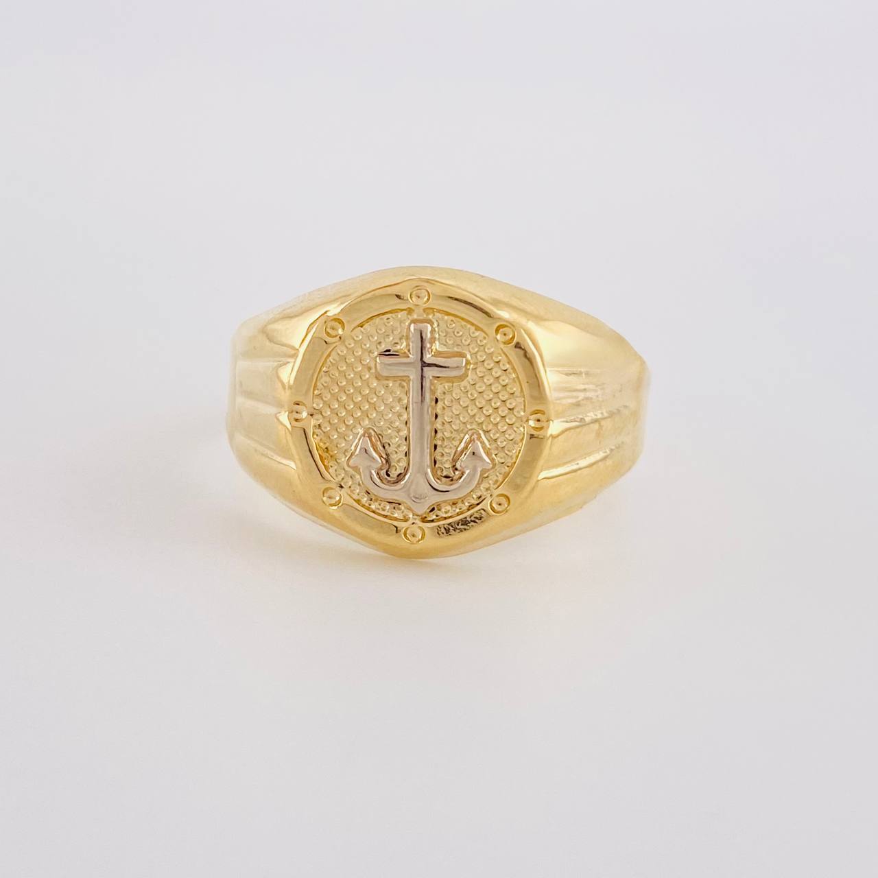 Anillo Ancla Marco Redondo 2.85 g / T11 1/2 Dos Oros Amarillo Blanco 18K