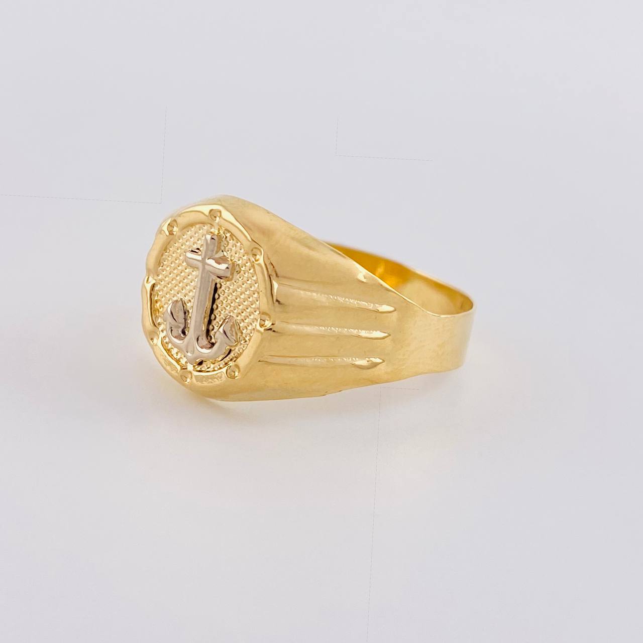 Anillo Ancla Marco Redondo 2.85 g / T11 1/2 Dos Oros Amarillo Blanco 18K