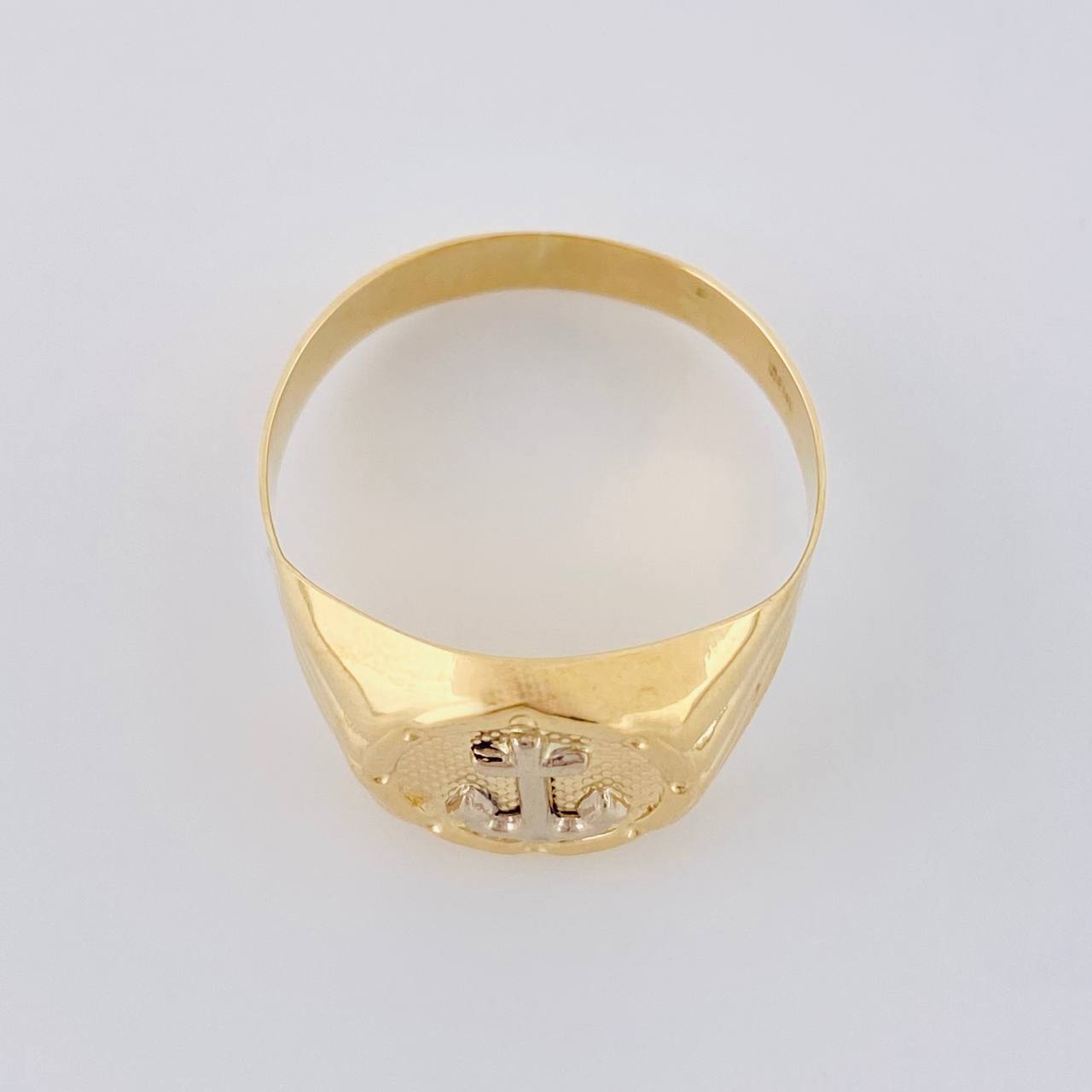 Anillo Ancla Marco Redondo 2.85 g / T11 1/2 Dos Oros Amarillo Blanco 18K