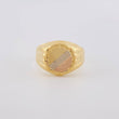 Anillo Sello Redondo Con Marco 3.5 g / T10 1/2 Tres Oros 18K