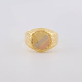 Anillo Sello Redondo Con Marco 3.5 g / T10 1/2 Tres Oros 18K