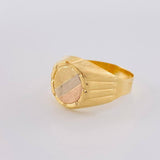 Anillo Sello Redondo Con Marco 3.5 g / T10 1/2 Tres Oros 18K