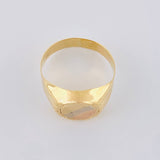 Anillo Sello Redondo Con Marco 3.5 g / T10 1/2 Tres Oros 18K