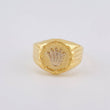 Anillo Sello Corona Redondo 2.8 g / T10 Dos Oros Amarillo Blanco 18K