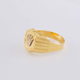 Anillo Sello Corona Redondo Con Marco 2.85 g / T11 Dos Oros Amarillo Blanco 18K