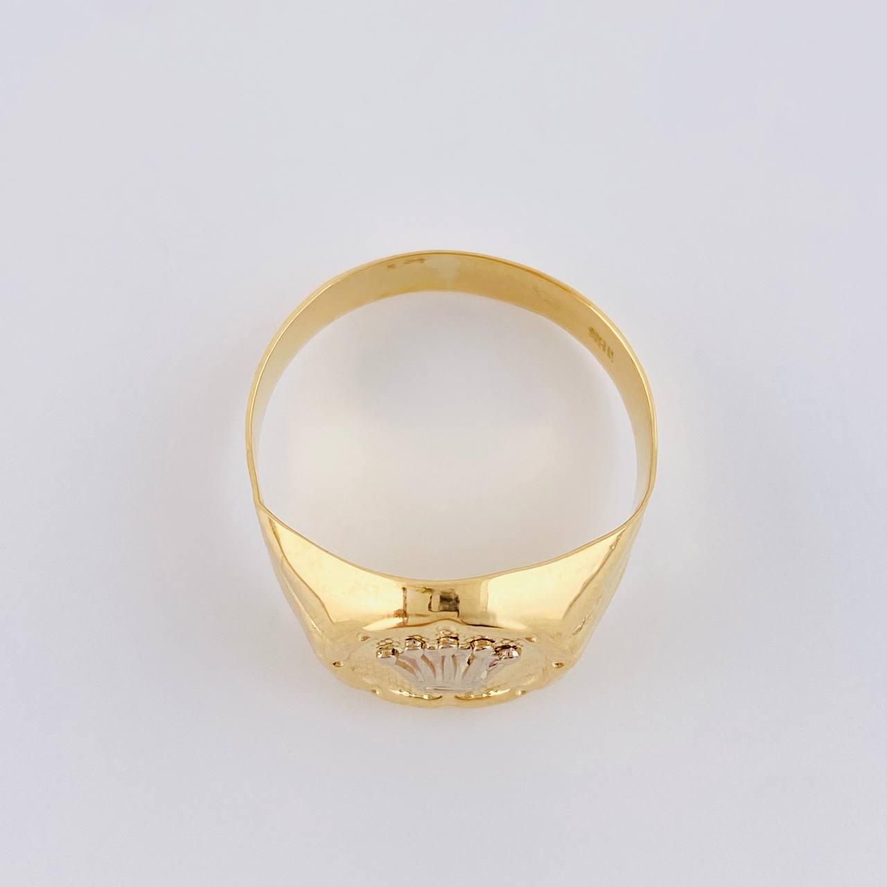 Anillo Sello Corona Redondo 2.8 g / T10 Dos Oros Amarillo Blanco 18K