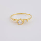 Anillo Solitario Chispas Cuadradas 1.2 g / T6 1/2 Oro Amarillo 18K
