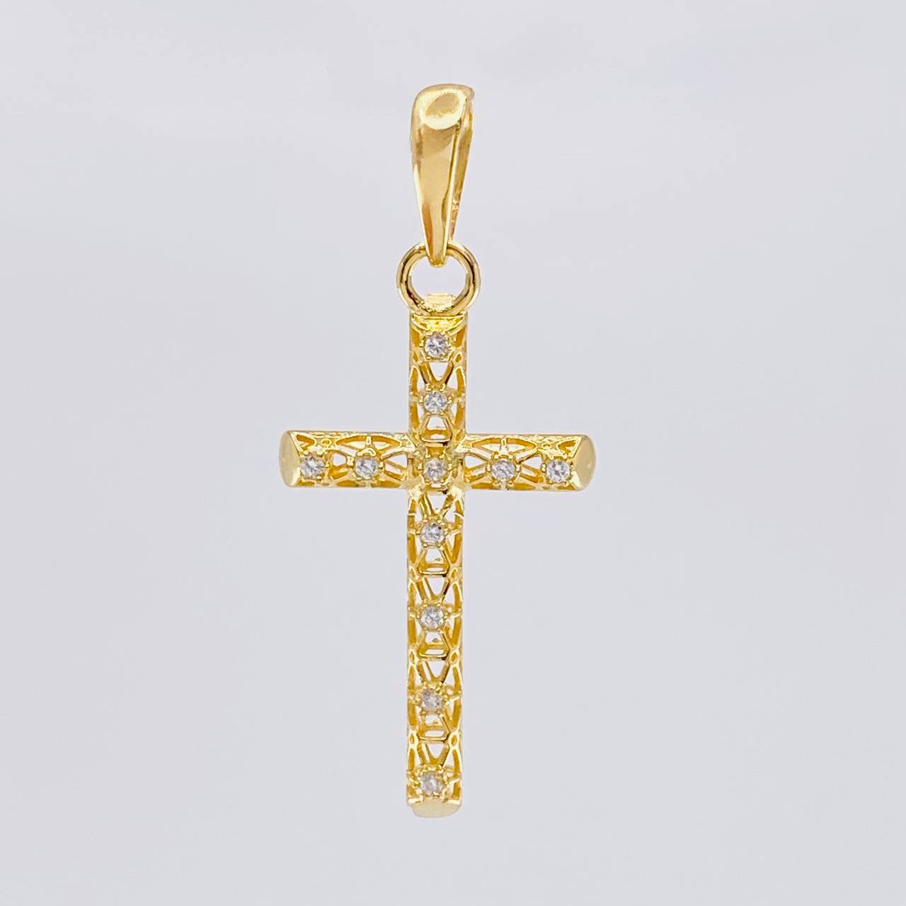 Dije Cruz Azulejo Filigrana 1.5 g / 3.5 cm Oro Amarillo 18K