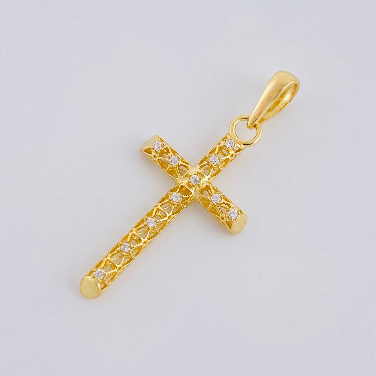 Dije Cruz Azulejo Filigrana 1.4 g / 3.5 cm Oro Amarillo 18K