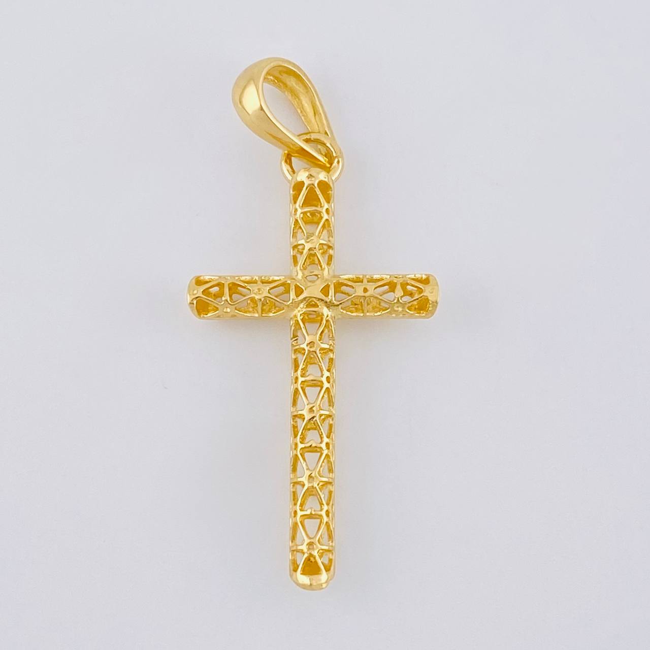 Dije Cruz Azulejo Filigrana 1.4 g / 3.5 cm Oro Amarillo 18K