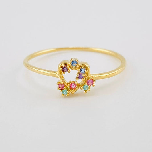 Anillo Destellos Corazón 1.05 g / T7 1/2 Oro Amarillo 18K