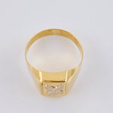 Anillo Sello Águila Cuadrado 3.2 g / T9 1/4 Dos Oros Amarillo Blanco 18K