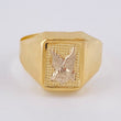Anillo Sello Águila Cuadrado 3.2 g / T9 1/4 Dos Oros Amarillo Blanco 18K