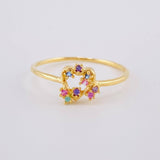 Anillo Destellos Corazón 0.95 g / T5 Oro Amarillo 18K