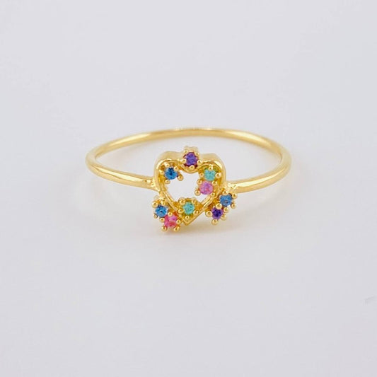 Anillo Destellos Corazón 0.95 g / T5 1/4 Oro Amarillo 18K